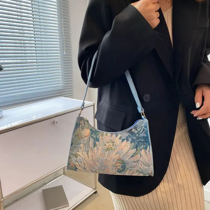 Moda Vintage Donna Olio Dipinto Spalla Signore Semplice wer Femminile Ascella Hobos Borse Piccola Frizione Borsa Tote 241120_voghion.com