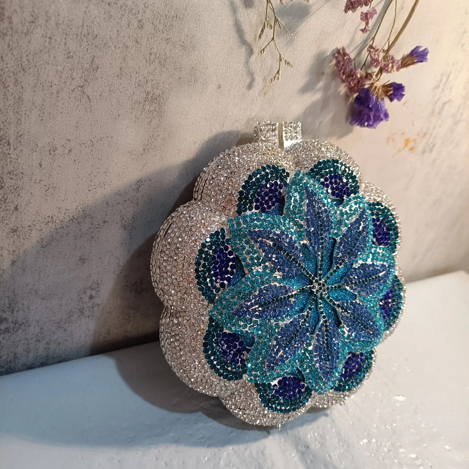 Multicolored Women Stones wer Clutch Purse Evening Bags Wedding Handbag Party Bridal Rhies Handbags Dia Minaudiere_voghion.com