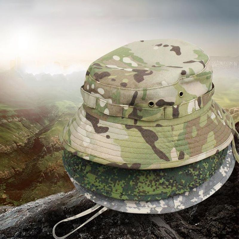 Ho Sale Panama Bucke Tacical Sunscreen Camouflage Oudoor Travel Climbing Fishing Caps Training Beach Men's Hiking_voghion.com