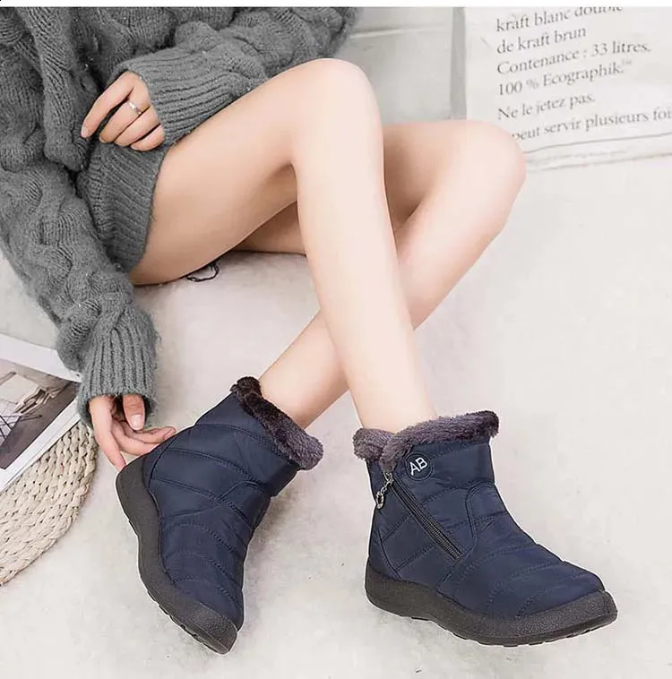 Wasserdichte Damen Schneestiefel Mit Fellfutter Und Reißverschluss_voghion.com
