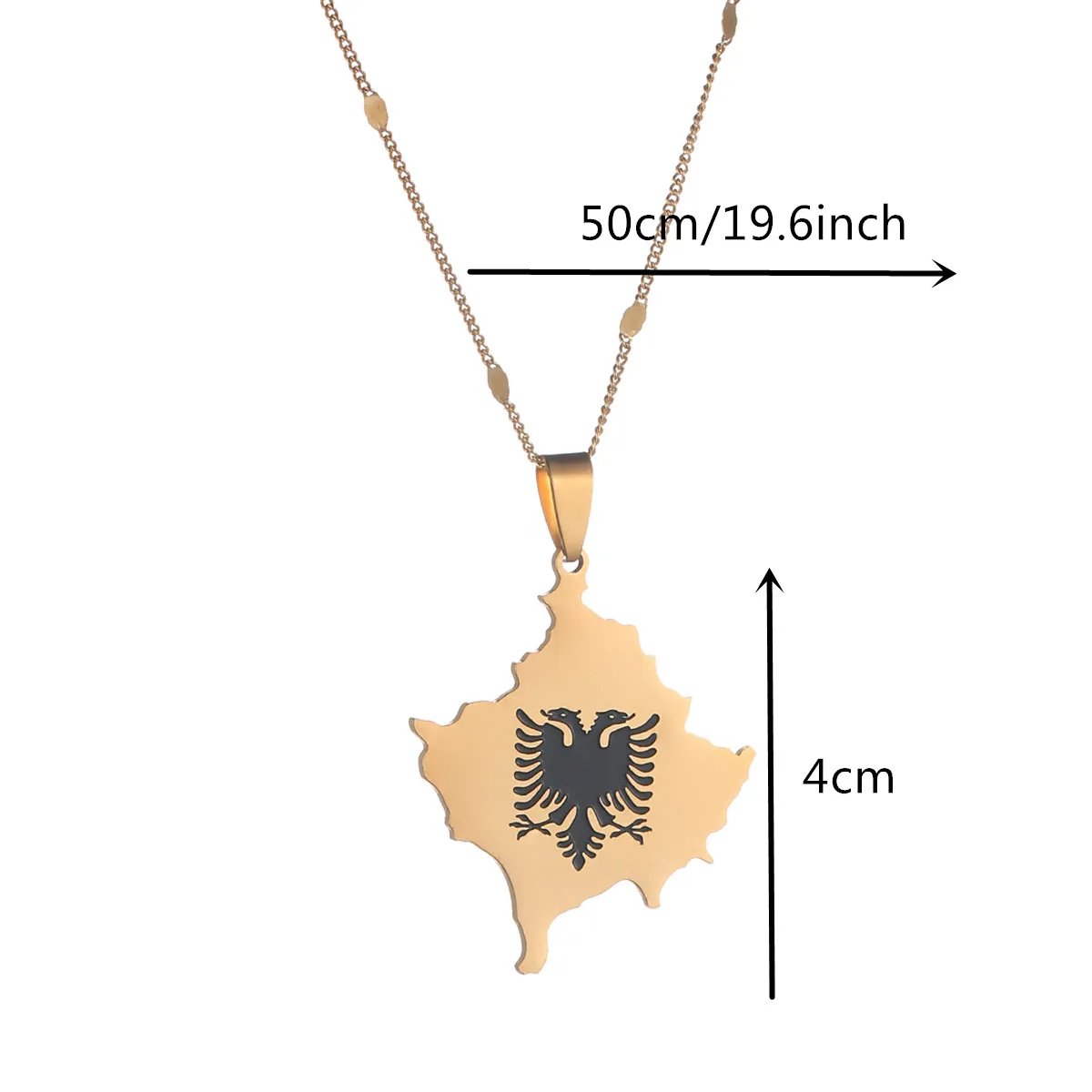 Halsketten mit Anhänger, Goldfarbe, Kosovo-Karten-Halskette für Frauen, Schmuck, Karte des Kosoves-Schmucks_voghion.com