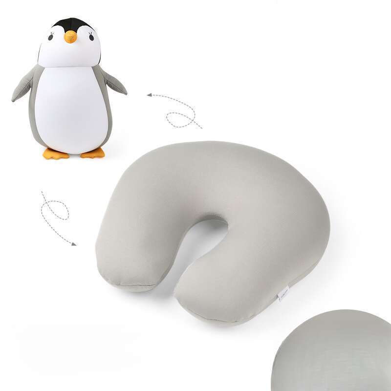 U-Shape Cartoon Penguin Dual Purpose Foam Pellet Filling U-Shape Pillow Prints_voghion.com