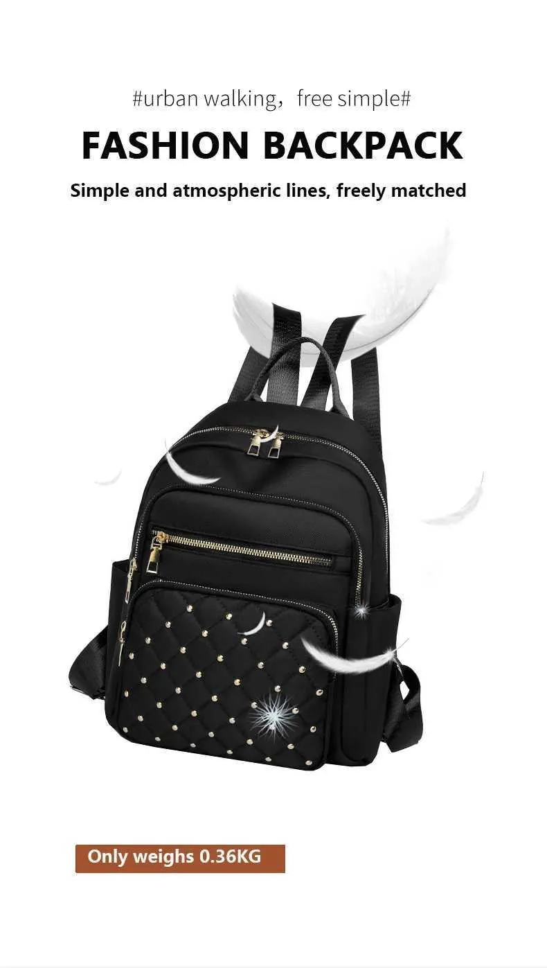 Women's Backpack Simple Solid Colour Shoulder Bag Oxford Fabric_voghion.com