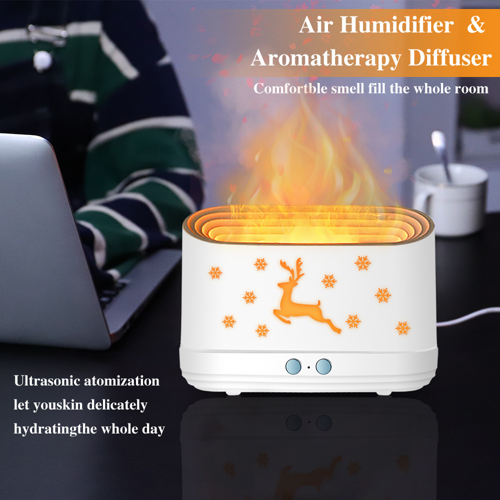 360ML Volcanic Flame Aroma Diffuser Portable Air Humidifier with 2 Modes Night Light Essential Oil Mist Maker Fogger Fragrance_voghion.com
