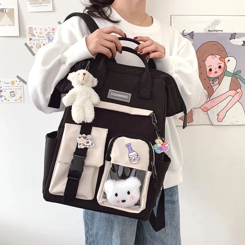 2024 Damen-Laptop-Rucksäcke in Bonbonfarben, süße Kawaii-Schultaschen für japanische Reise-Camping-Rucksäcke für Teenager_voghion.com