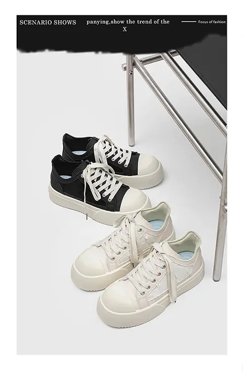 Weiße Freizeitschuhe Für Herren Mit Dicker Sohle Und Canvas-design_voghion.com