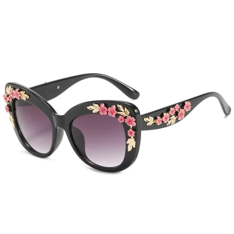 Baroque Modern Vintage Cat Eye Sunglasses Women Designer Sun Glasses Fashion Pink Shades Female Flower Decoration_voghion.com