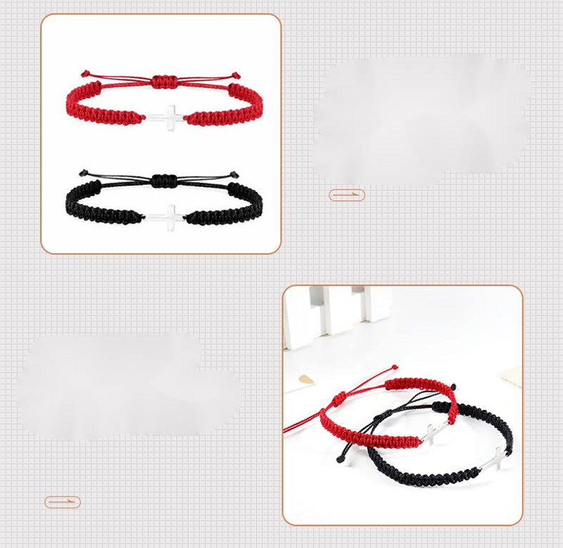 Braccialetto intrecciato a mano in corda semplice e alla moda, personalizzato e popolare, bracciale con croce in acciaio inossidabile, regali per la famiglia,_voghion.com