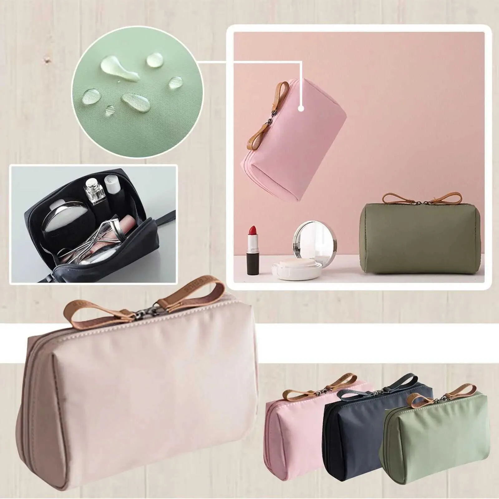 Trousse de maquillage portable de voyage pour femmes, sac à main étanche, organisateur de toilette multifonctionnel, sac de rangement de haute qualité Y241023_voghion.com