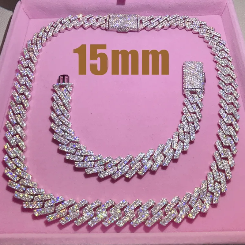 necs designer jewelry chains for 15mm bracelet men sier link chain pass diamond tester GRA VVS moissanite cuban_voghion.com