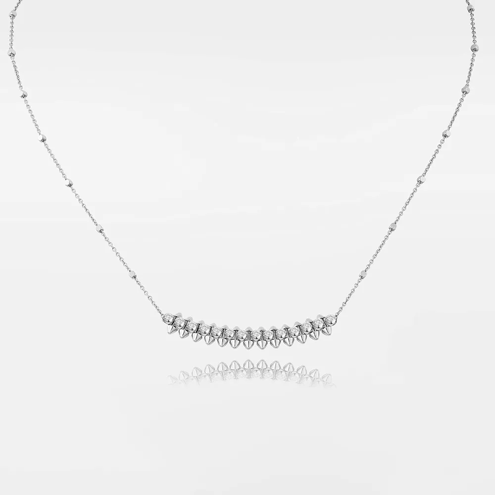 High Edition Classic Design Cubic Zirconia Rivet Clash Love Necklace Pendant Women Girls 316L Titanium Steel Wedding_ipsvogv.com
