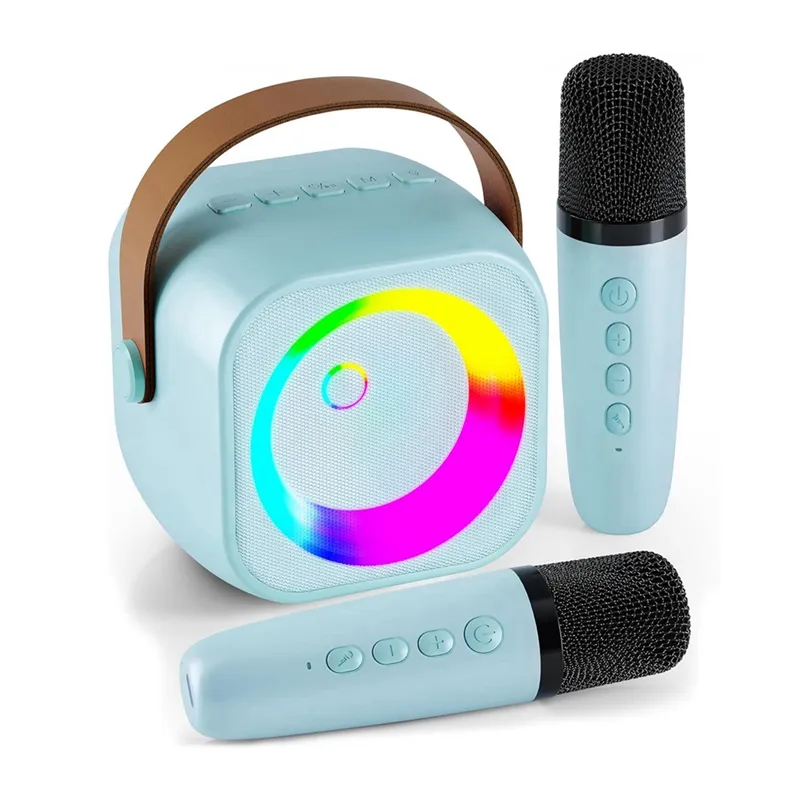 Microphones Karaoke Hine Portable Bluetooth Speaker With 2 Wireless Toys Gift (Blue)-HDL_voghion.com
