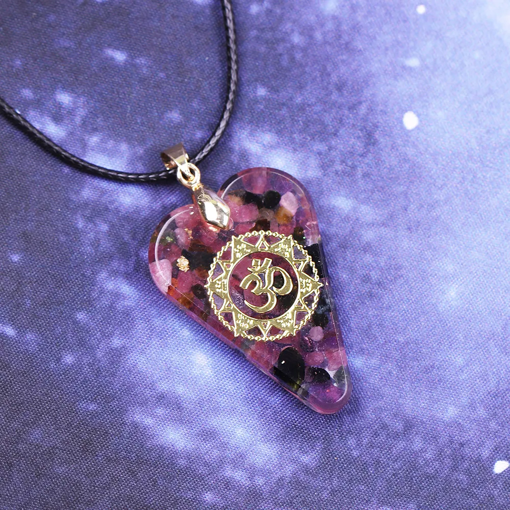 Pendant Necklaces Tourmaline Orgonite Necklace Crystal Heart Healing Crystals For Emf Protection Violet Flame Orgone_voghion.com