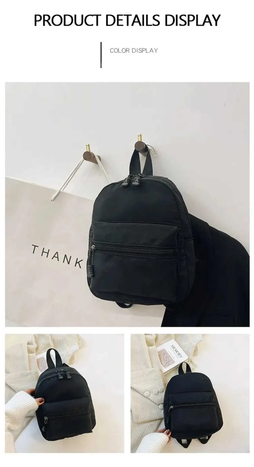 1ks mini dámské batohy trendy nylonová dámská taška malé školní tašky bílý batoh pro dospívající dívky módní ležérní_voghion.com