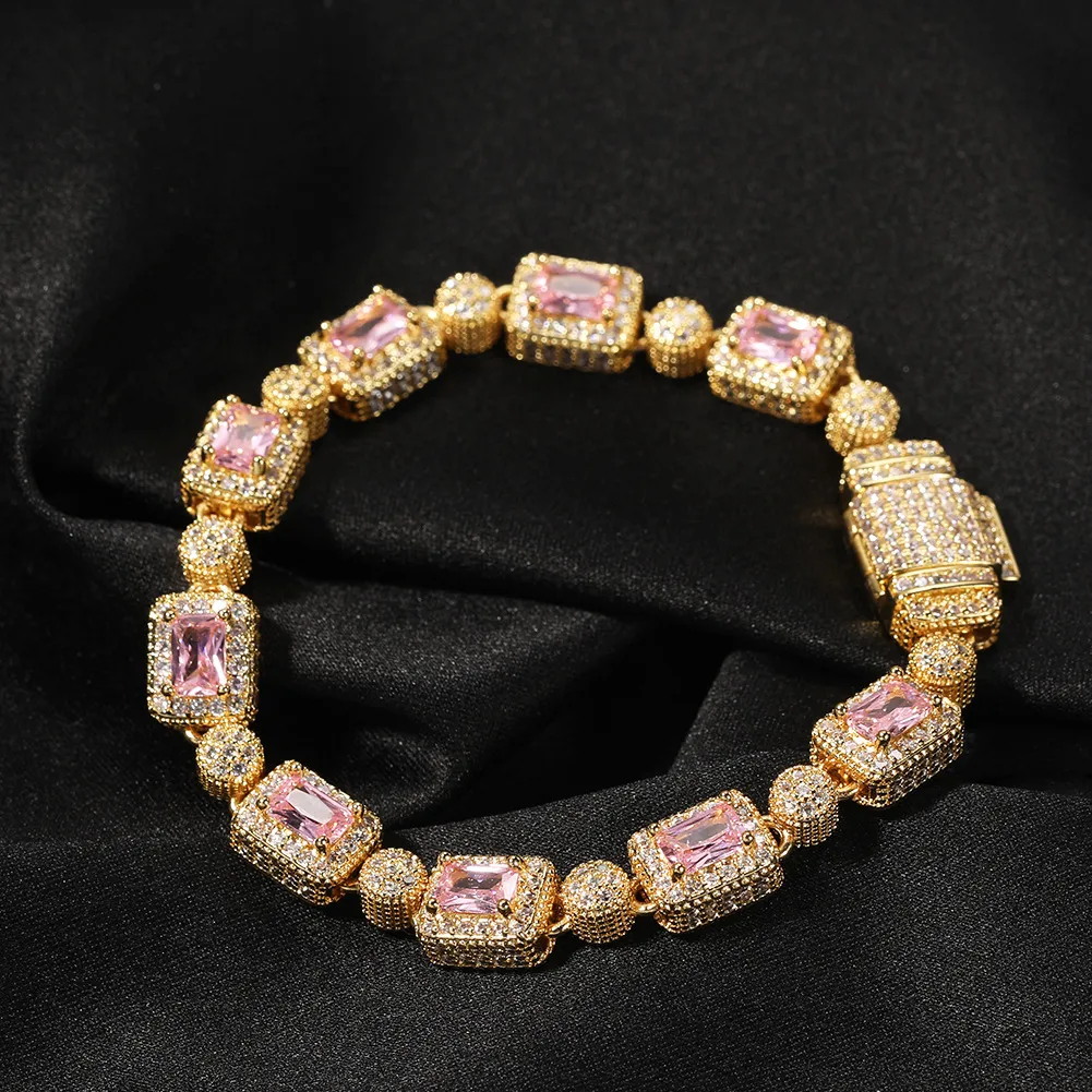 Hip Hop Koper Ingelegd Roze Zirkoon Tennis Armband Mannen Vrouwen Dia Gemengd 7inch 8inch Kristal Armbanden Sieraden Accessoires_voghion.com