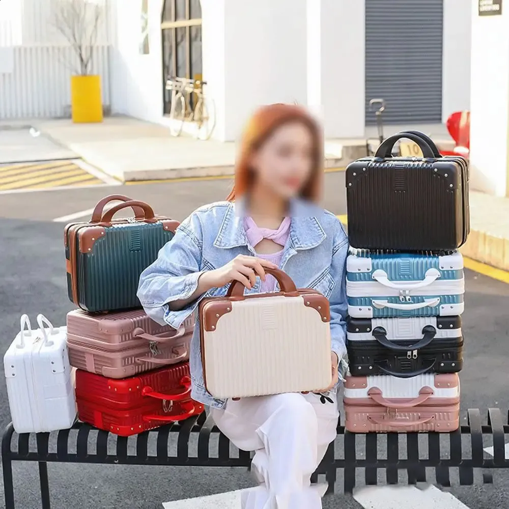 14 Zoll Mini Reeskoffer Portable Kosmetik Haltbar Hand Lage Organizer Make-up Kleng Passwuert Box Boarding Case_voghion.com