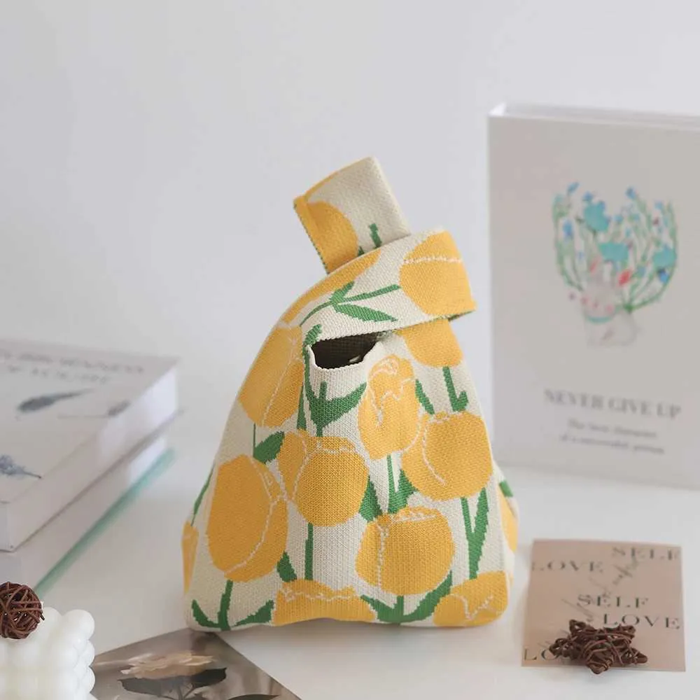 Gebreide handtas voor dames retro stijl grote capaciteit opvouwbaar_voghion.com