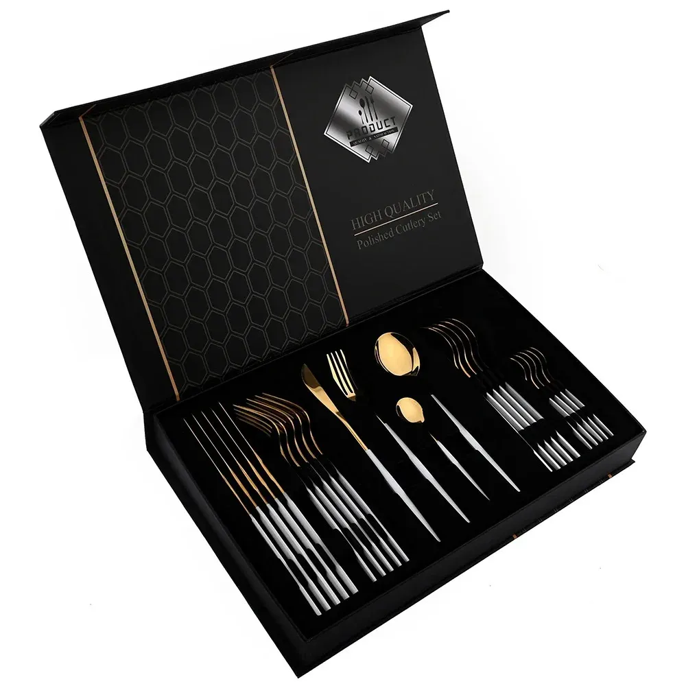 24-Piece Stainless Steel Cutlery Set - Elegant Gift Box_voghion.com
