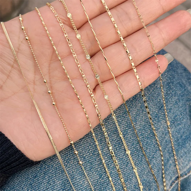 Hochwertige vergoldete Halskette Bulk Lot 18 Zoll 20 Zoll Rolo Curb Figaro Schmuck Kette Halskette Großhandel_voghion.com