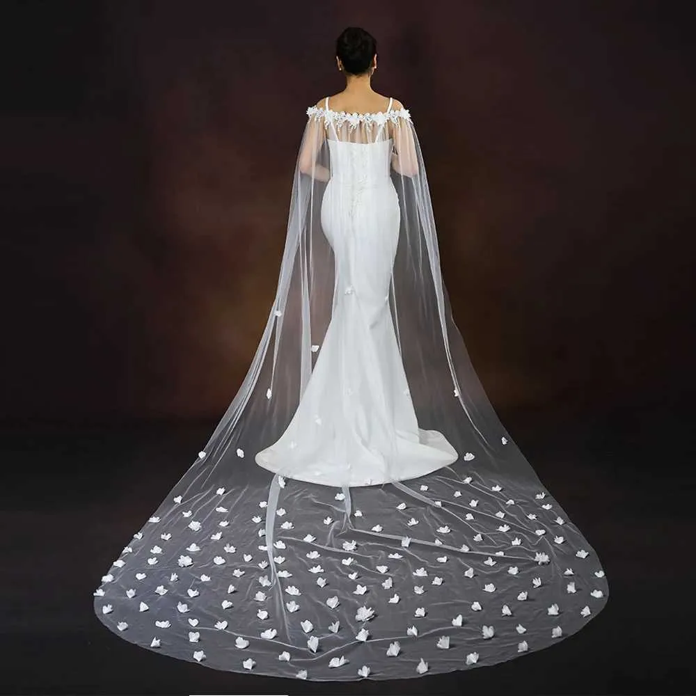 Hair Jewelry Womens Cape Bridal Cloak Veils Long Cathedral Style Shawl Wedding Dress Accessories For Shoulder Decoration_voghion.com