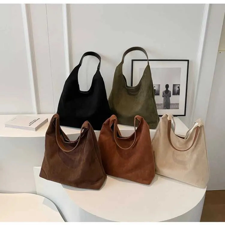 Ladies Shoulder Bags Suede handle Bag High-end Feel Niche Design Casual s Large Capacity Vintage Commute_voghion.com