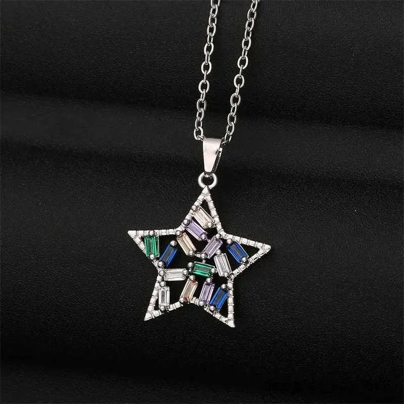 Colorful Star Pendant Necklace Elegant Versatile Clavicle Chain_voghion.com