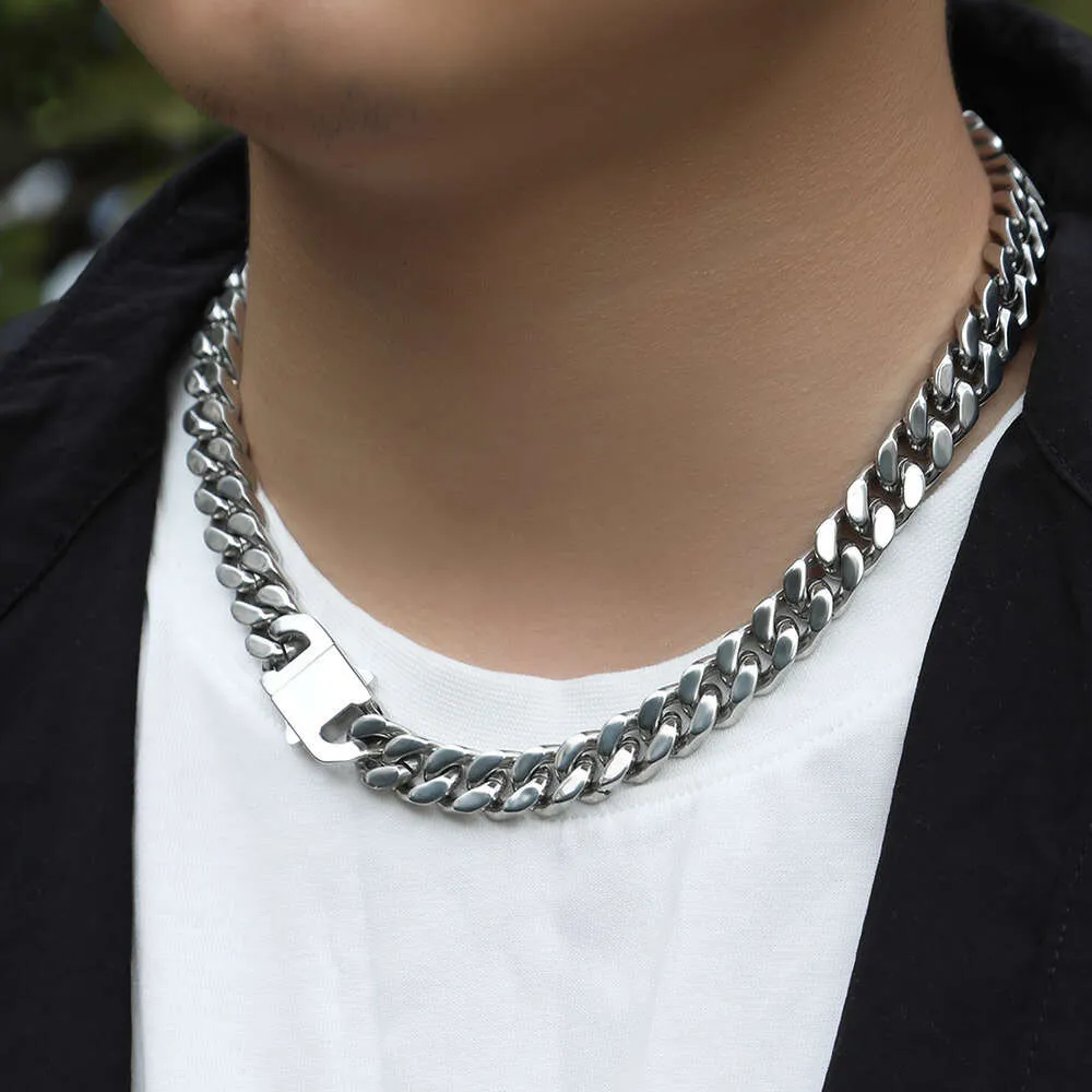 Collana con catena a maglie cubane in argento sterling dorato Hip Hop da 8-12 mm di larghezza per uomo, fibbia a molla liscia_voghion.com