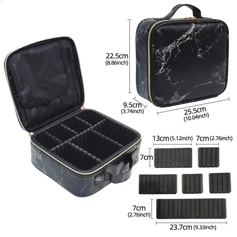 Trousse de maquillage en cuir PU pour femme, trousse de voyage multifonctionnelle et portable pour ranger le maquillage 241220_voghion.com