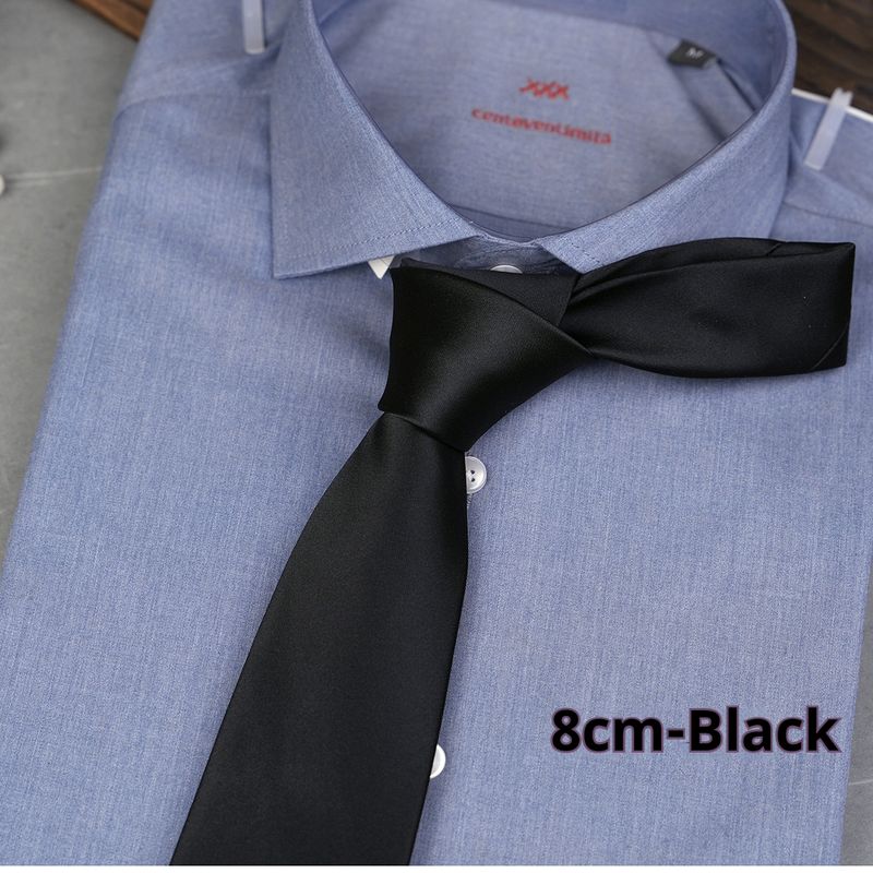 Högdensitetsvävd polyester Silke Solid Colo 8 cm Tie Fo Herr Business Monochome Vanligt Enkel Casual Tend Fomal_voghion.com