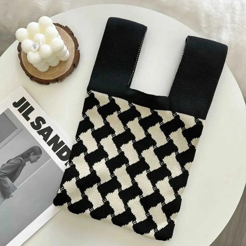 Gestrickte Damen Handtasche Bunte Nischentasche Für Den Einkauf_voghion.com