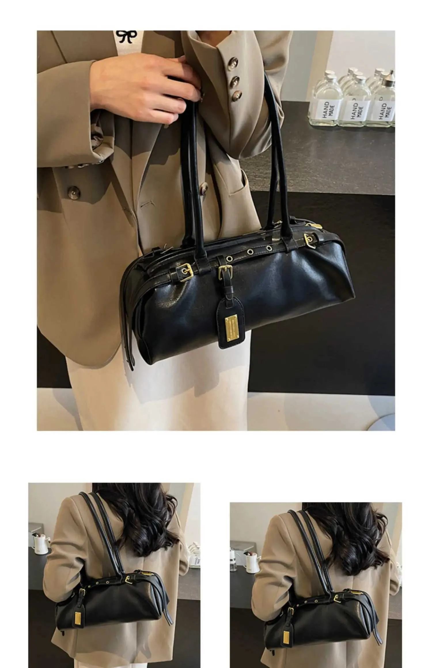 Pu-Kissentaschen für Frauen, einfarbig, weiches Leder, Schultertasche für Damen, vielseitige Schulranzen, Unterarmtaschen für Damen_voghion.com