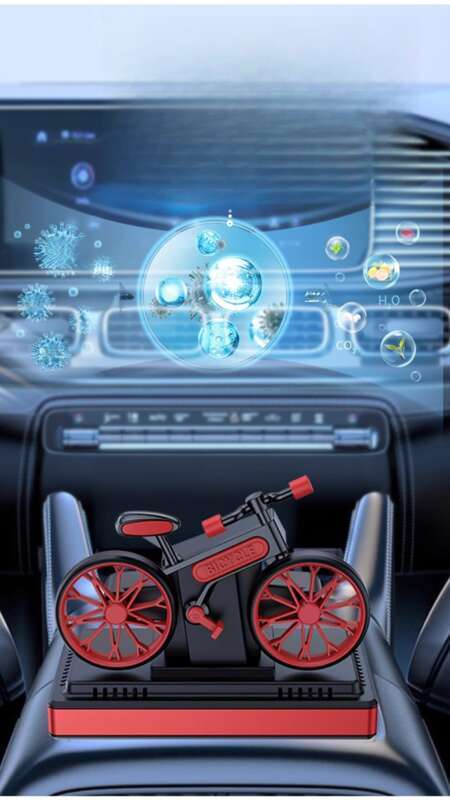 Car Mounted Solar Powered Rotating Creative Interior High-end Decoration Men's Center Console Bicycle Ornament Solid_voghion.com