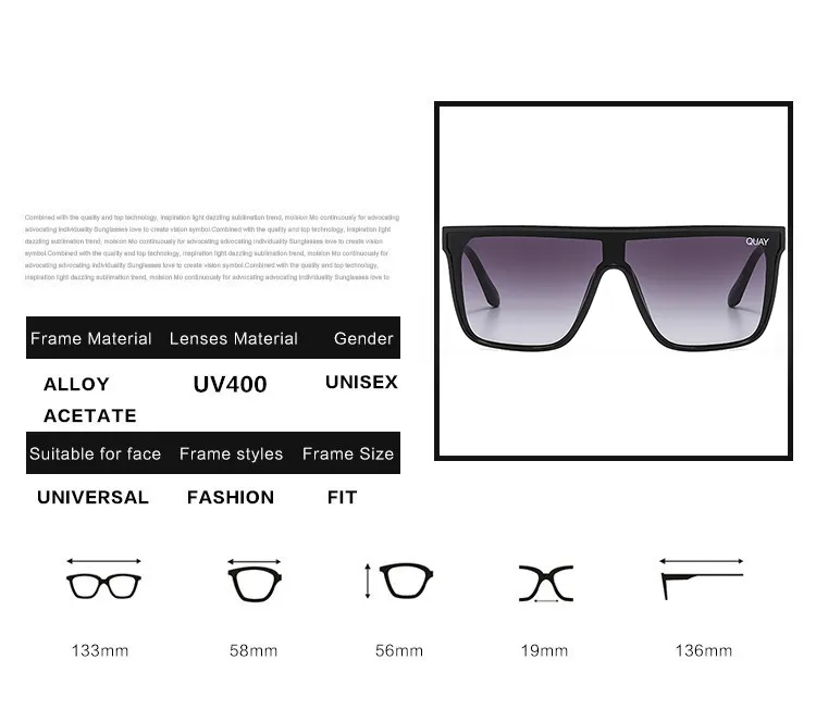 Oversized Square Sunglasses Nightfall Brand Design Trend Sun Glasses for Women Classic Traveg Quay Shade Eyeglasses_voghion.com