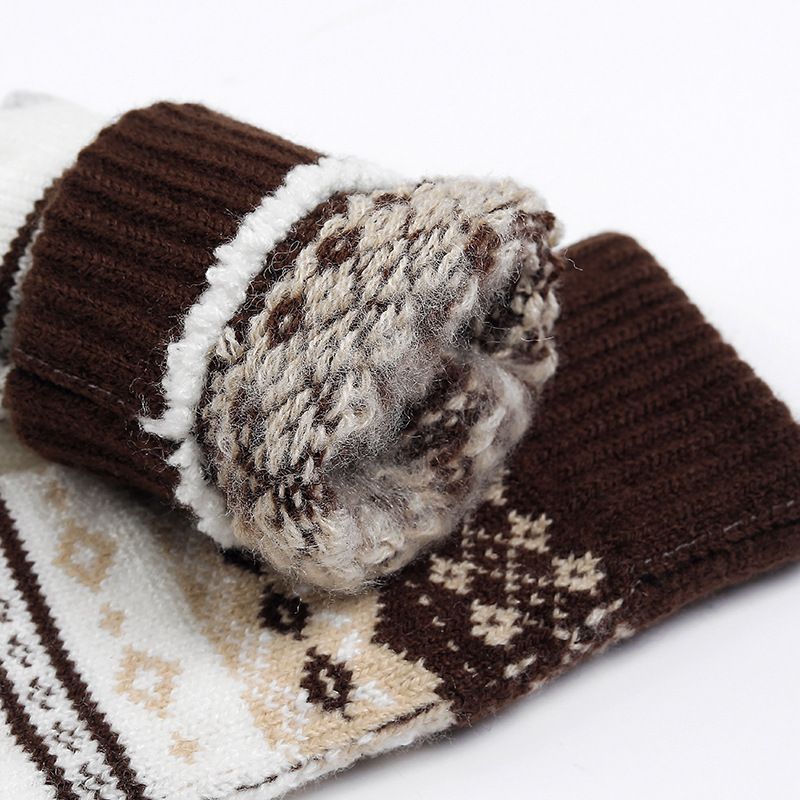Höst Vinter Vuxen Varm Jacquard stickad Toucreen garn och Veet Anti Cold Finger Handskar_voghion.com
