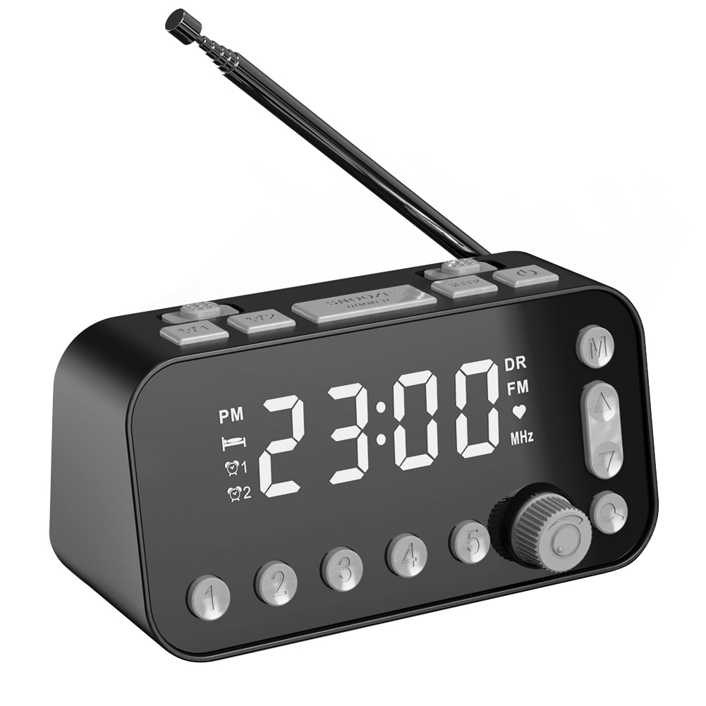 FM Radio LED Digital Wecker Snooze Hellegkeet Verstellbar Dësch Auer Bett Auer Duebel USB Opluedbar Auer_voghion.com