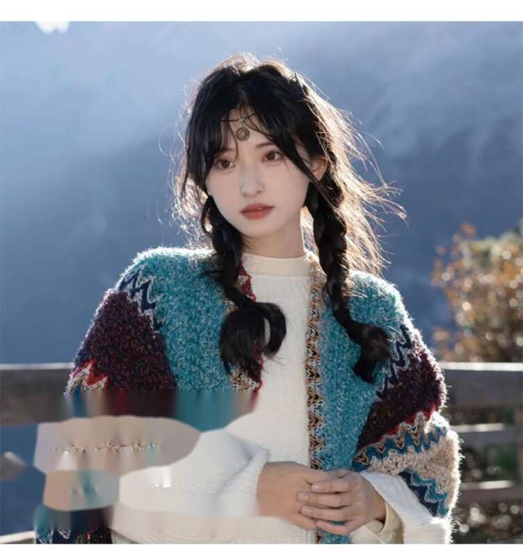 Scialle in stile etnico Lijiang primavera estate per le donne, turismo nello Xinjiang e nello Yunnan, indossare mantello, cappotto, sciarpa_voghion.com