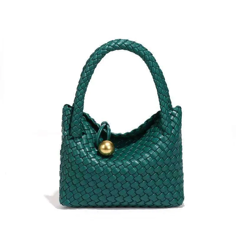 Borsa a tracolla intrecciata da donna, semplice e dal tocco avanzato, in materiale PU, borsa hobo_voghion.com