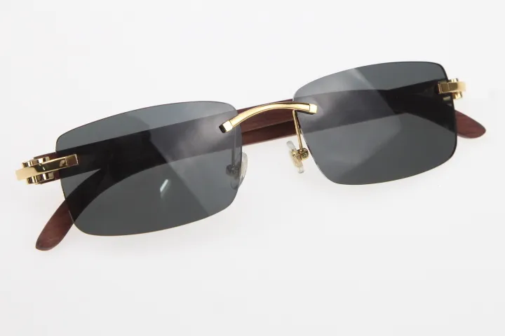 Rimless Wood Frame Men Sunglasses For Driving And Outdoors_voghion.com