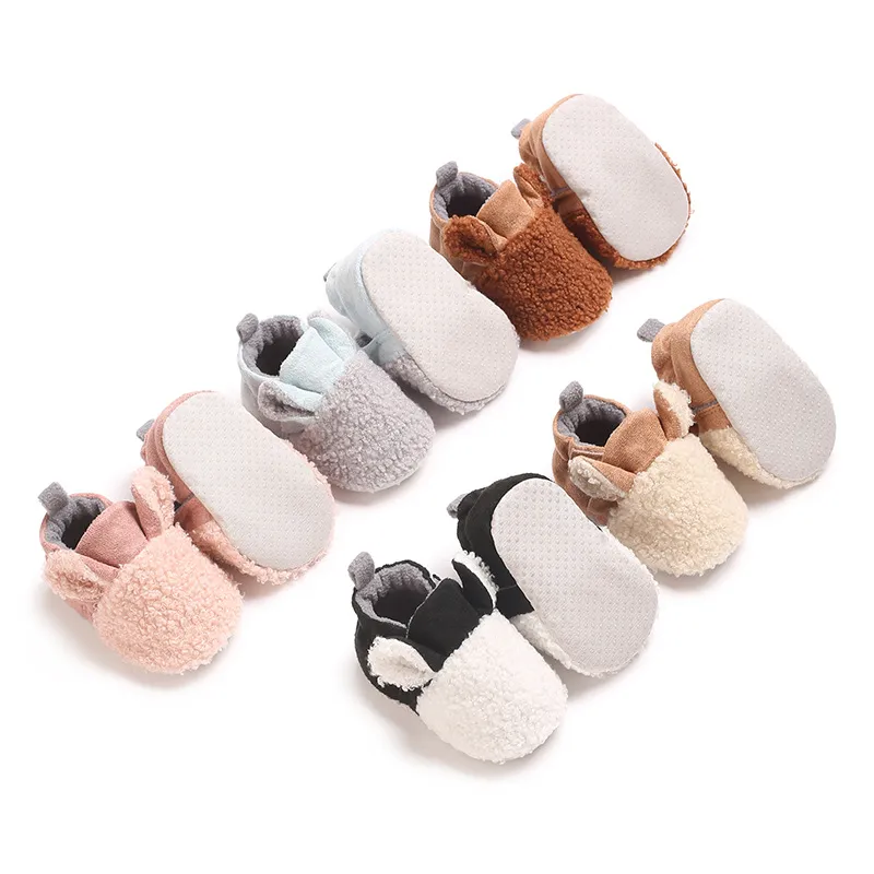 Süße Neugeborene mit Ohr Kleinkind Baby Crawg Jungen Mädchen Lamm Slipper Prewalker Trainer Winter Säugling warme Schuhe_voghion.com