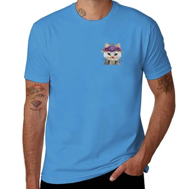 Karūnuotos katės marškinėliai, dideli kawaii drabužiai, marškinėliai su grafika, vyriški sportiniai marškinėliai_voghion.com