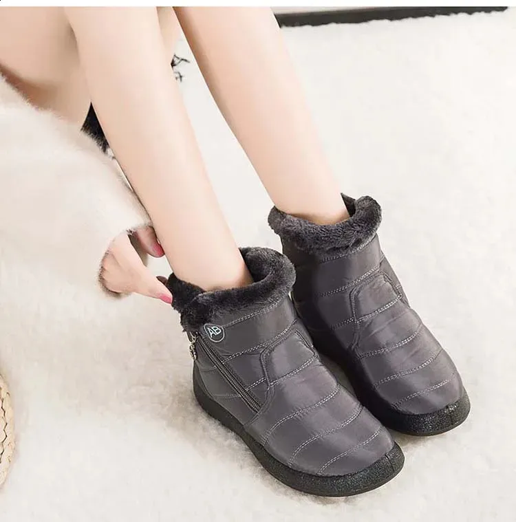 Wasserdichte Damen Schneestiefel Mit Fellfutter Und Reißverschluss_voghion.com