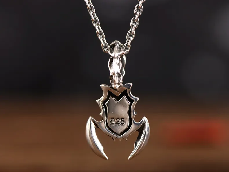 Catene Nero Argento Gioielli All'ingrosso Sterling Retro Scorpione Scorpione Strass Ciondolo Regali_voghion.com