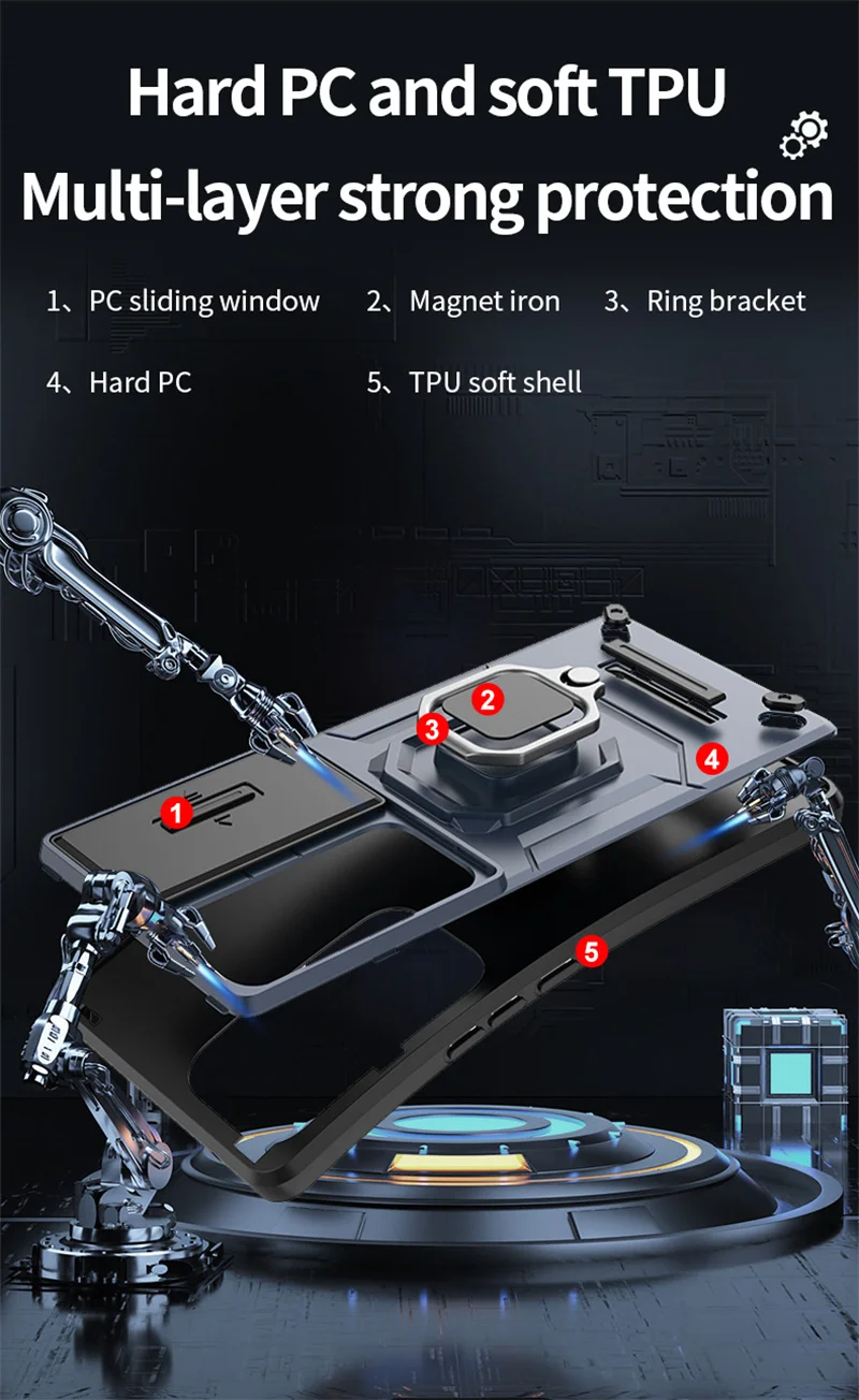 Pour Vivo V30 Pro S18 Armor Phone Case avec Slide Camera Lens Protection Ring Magnetic Holder Bracket Shell Back Cover_voghion.com