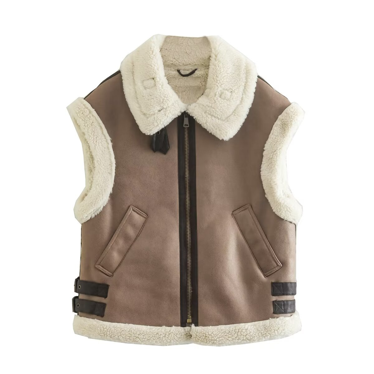 Women's Clothing autumn and winter new fur vest coat retro lamb wool loose zipper suede thickened coat