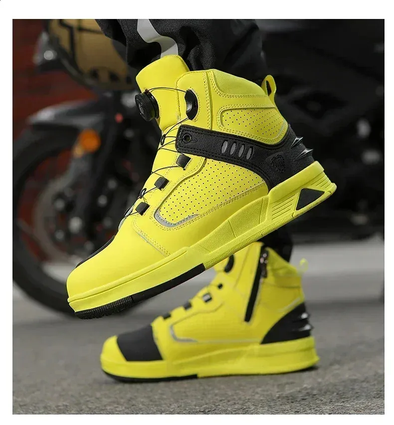 Motorcycle Riding Shoes For Men Black Protective Boots All Season_voghion.com