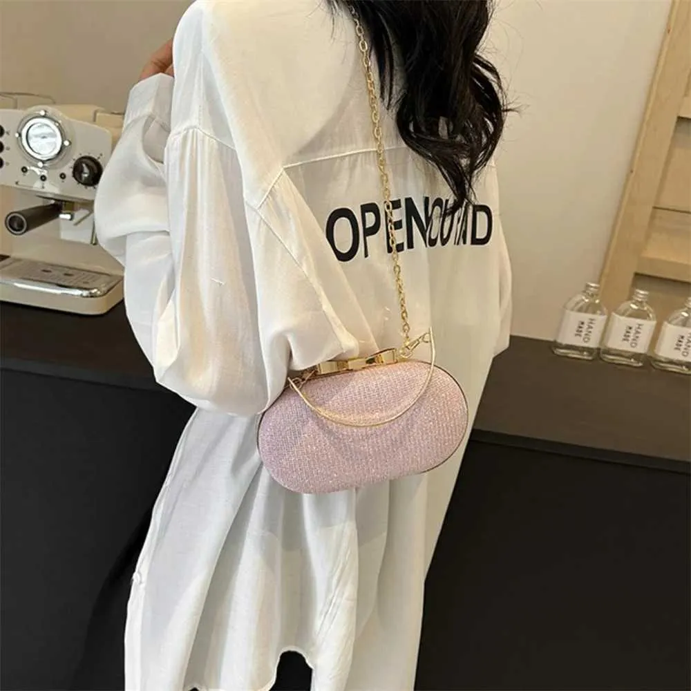 Pochette portefeuille femme rose brillant sequin sac à main 2024 nouvelle mode soirée dix police petit sac de créateur Y241019_voghion.com