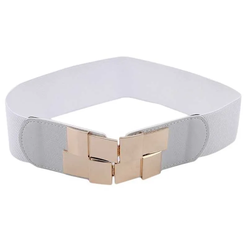 Womens Wide Classic Womens Multi-color Square Buckle Dress Decoration Ultra-thin Elastic Belt W250109_voghion.com