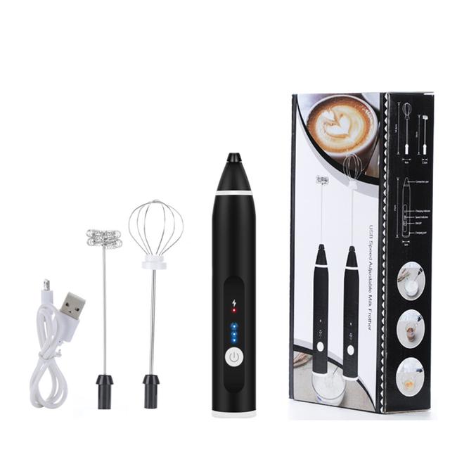 3 Modes Electric Handheld  Milk Frother Blender With USB Charger Bubble Maker Whisk Mixer For Coffee Cappuccino_voghion.com