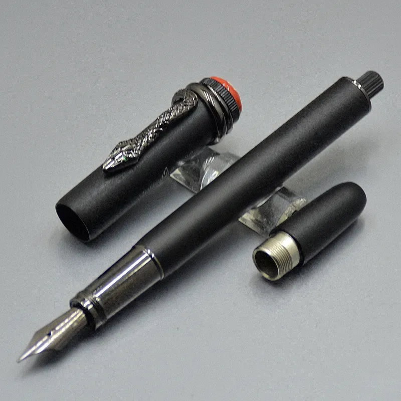 Vente en gros Stylo à bille / roller à clip serpent noir mat de haute qualité, papeterie de bureau, écriture, cadeau, stylos à plume à encre_voghion.com