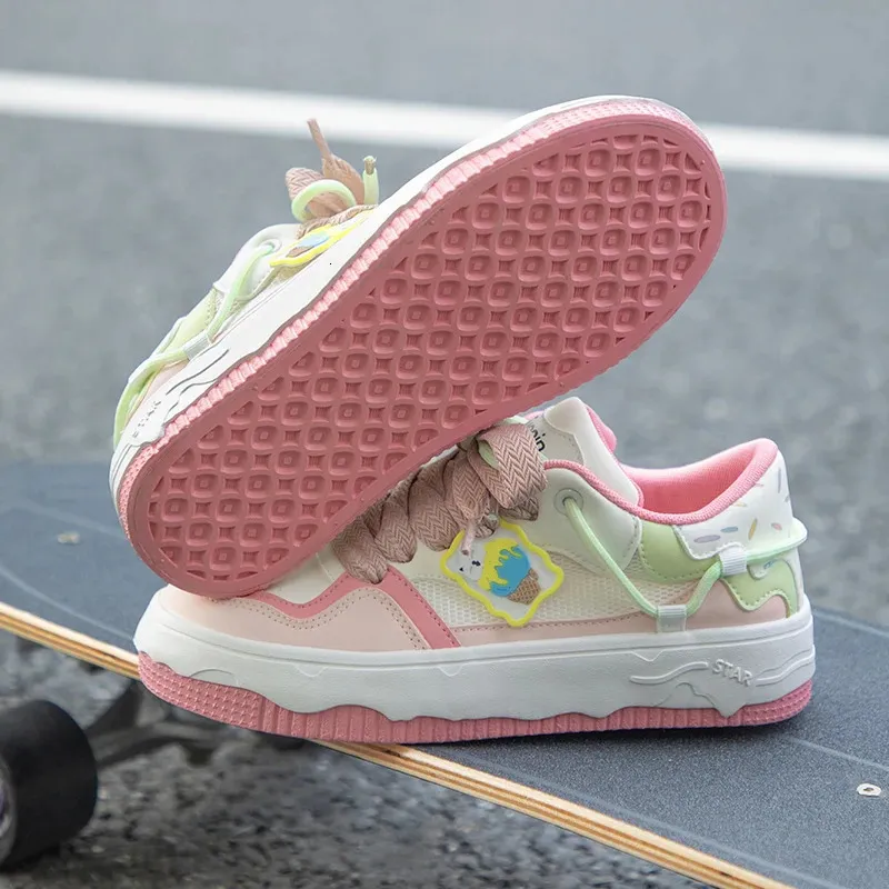 Tun Ice Cream color Carino casual Colore abbinato Preppy scarpe da ginnastica da donna Cake board scarpe 240703_voghion.com